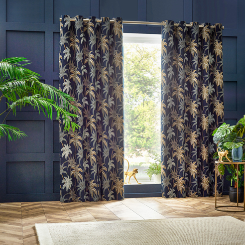 Galapagos Eyelet, Navy - Ready Made Curtains - Image 3